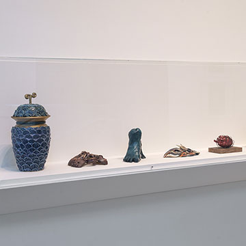 Ceramic sculptures on display at the Shooting Stars exhibition at the Nerman Museum of contemporary art