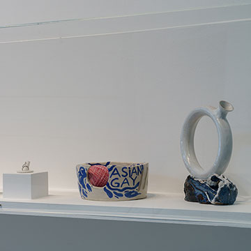 Ceramic works on display at the Shooting Stars exhibition at the Nerman Museum of contemporary art