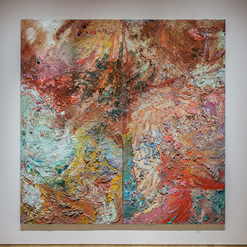 textured, abstract painting by Gabriel Mills on display at JCCC's Nerman Museum